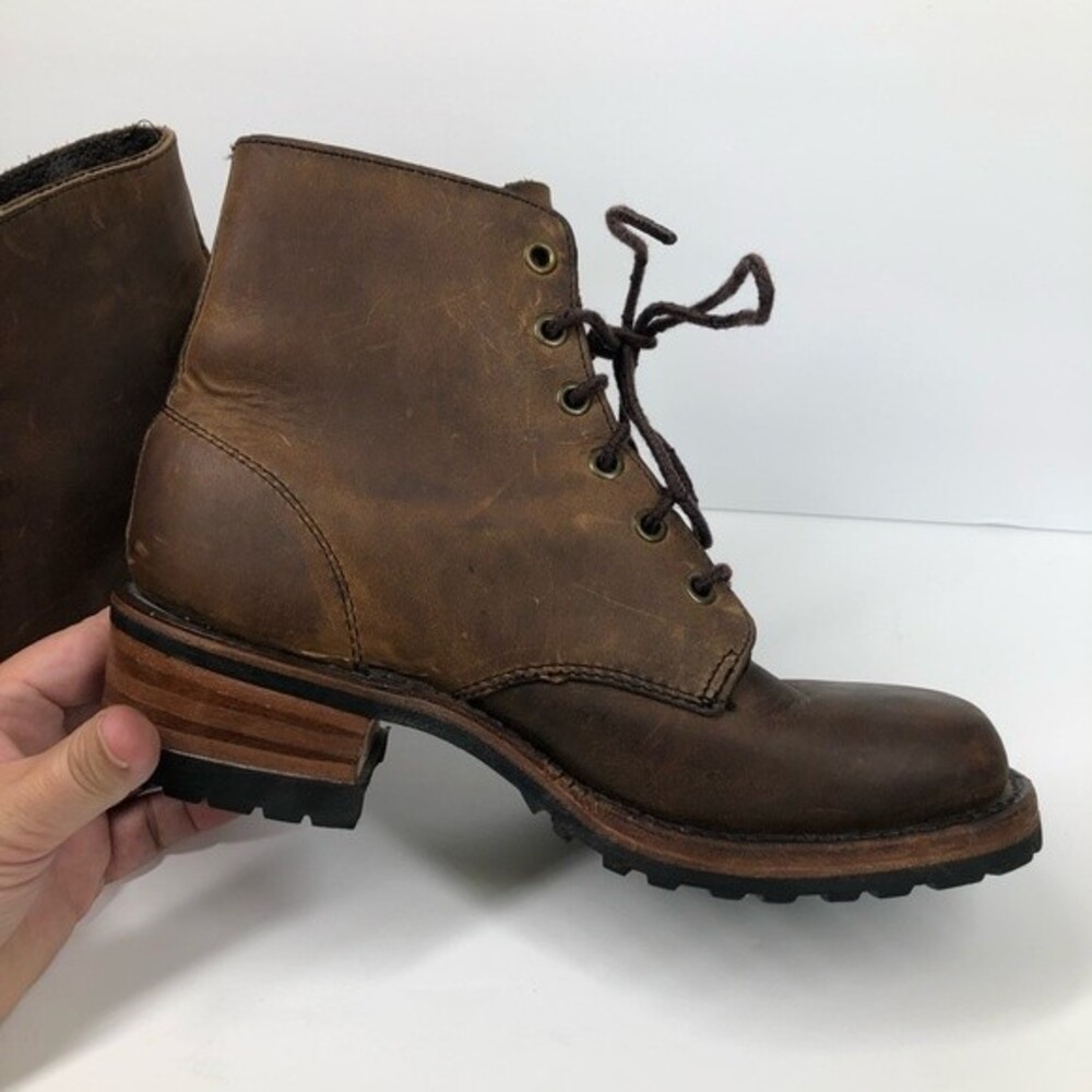 Vintage Frye Brown Leather Lace Up Boot Rare Made In The USA Size 6 - Picture 6 of 14